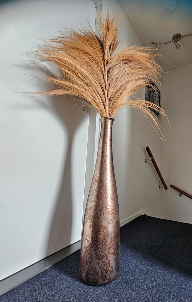 80cm vaas met 3 pluimen, Huis en Inrichting, Woonaccessoires | Droogbloemen, Zo goed als nieuw, Ophalen