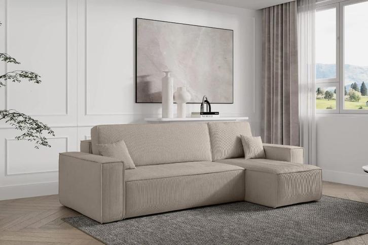 *TOPDEAL* Hoekbank Karlo - Universeel - Slaapbank met opberg, Huis en Inrichting, Banken | Bankstellen, Nieuw, Hoekbank, Driepersoons