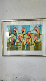 vontage schilderij papagaai jaren 80 waterverf, Ophalen of Verzenden