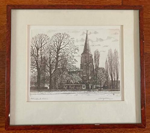 Ets van Petruskerk in Hees door C. Borgstein, Antiek en Kunst, Kunst | Etsen en Gravures, Ophalen of Verzenden