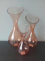 Vazen glas 3 stuks Aparte vaas perzikkleur mooie vorm Nieuw, Ophalen, Overige kleuren, Nieuw, Glas
