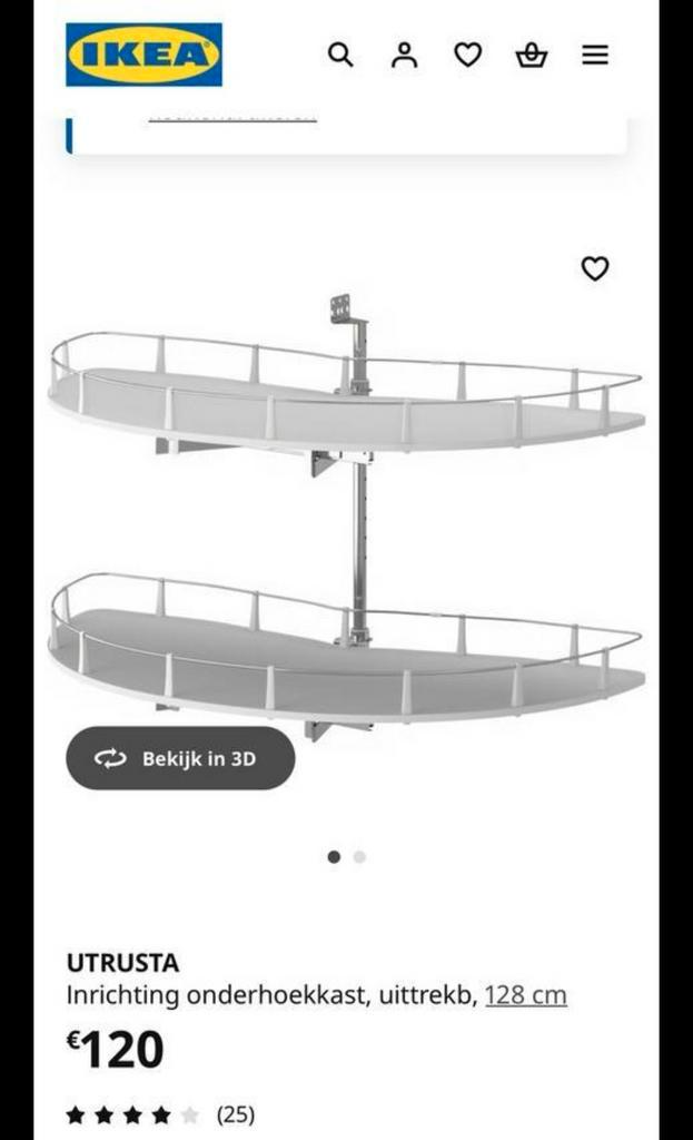 IKEA Onderhoekkast Inrichting - Uittrekbaar, Huis en Inrichting, Keuken | Keukenelementen, 100 tot 150 cm, Minder dan 50 cm, 50 tot 75 cm