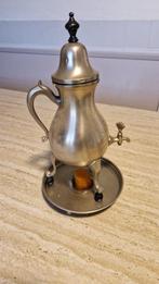oude Tinnen theepot / koffiepot met waxine-lichtje, Antiek en Kunst, Antiek | Koper en Brons, Ophalen of Verzenden