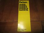 Folder Audi 80 lakkleuren en bekledingen 1972, Ophalen of Verzenden, Zo goed als nieuw, Audi, Audi