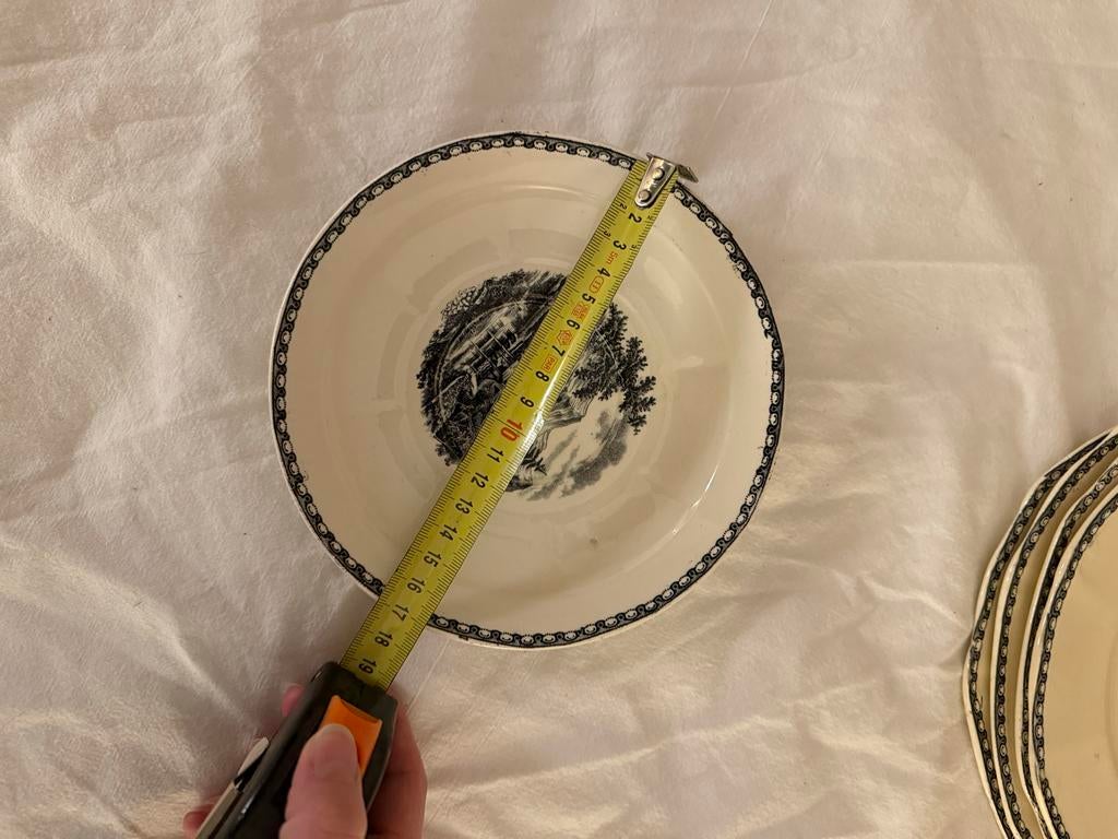 3 Borden Societe Ceramique Maastricht - Landschap Decor, Antiek en Kunst, Antiek | Servies los, Ophalen of Verzenden