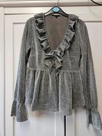 Zilveren glitter top Nikkie maat 32, Nieuw, Ophalen of Verzenden, Lange mouw, Maat 34 (XS) of kleiner