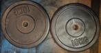 2x 10kg zwarte gietijzeren 30mm halterschijven, Sport en Fitness, Ophalen, Gebruikt, Benen, Halterschijven