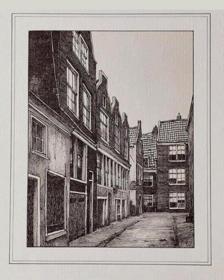 Prent Het Vuile Weespad, Amsterdam 1970, Antiek en Kunst, Kunst | Etsen en Gravures, Ophalen of Verzenden