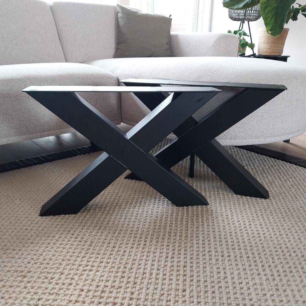 Zwarte Metalen salontafelpoot / Kruispoot, Huis en Inrichting, Tafels | Eettafels, Ophalen, Rond, Minder dan 50 cm, 50 tot 100 cm