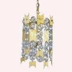 Vintage palwa lamp70's brutalist messing kristal mid century, Ophalen of Verzenden, Zo goed als nieuw, Glas