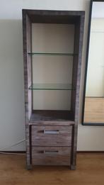 Houten Vitrinekast met Glazen Planken, Huis en Inrichting, Kasten | Vitrinekasten, Ophalen, Gebruikt, Glas, 50 tot 100 cm