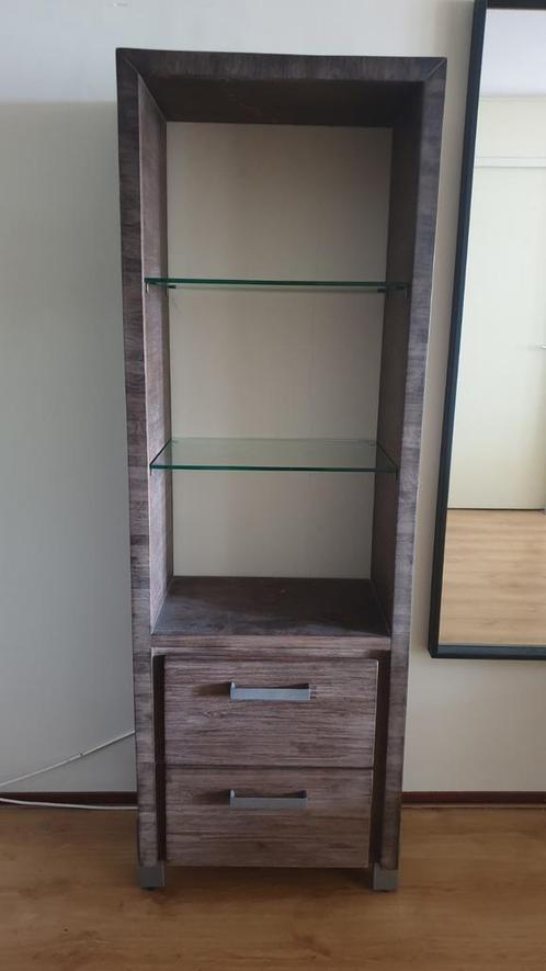 Houten Vitrinekast met Glazen Planken, Huis en Inrichting, Kasten | Vitrinekasten, Gebruikt, 150 tot 200 cm, 50 tot 100 cm, 25 tot 50 cm