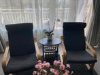 2x poang fauteuils met 2x antractiet kusssn, Ophalen, Zo goed als nieuw, Hout