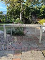 Tuintafel hout en stalen poten, Tuin en Terras, Tuintafels, Ophalen, Gebruikt, Rechthoekig, Hout
