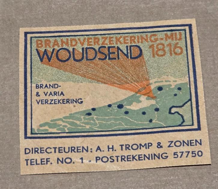 028) SLUITZEGEL BRANDVERZEKERING MIJ WOUDSEND, Postzegels en Munten, Postzegels | Thematische zegels, Overige thema's, Ophalen of Verzenden