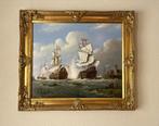 Schepen in oorlog op zee. Thomas Heesakkers., Antiek en Kunst, Kunst | Schilderijen | Klassiek, Ophalen of Verzenden