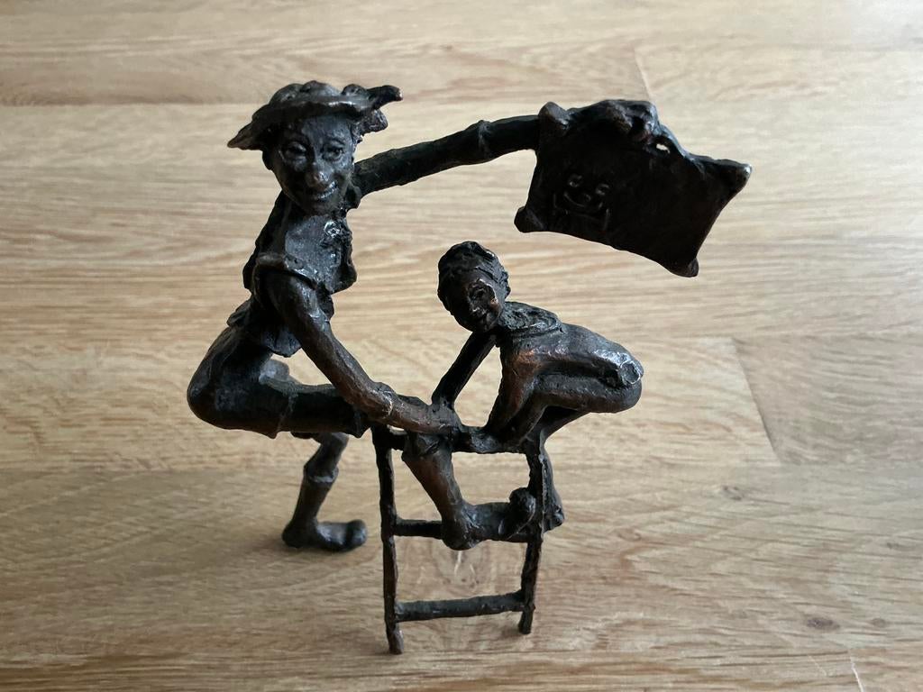 Bronzen beeldje Clinic clowns., Antiek en Kunst, Ophalen of Verzenden