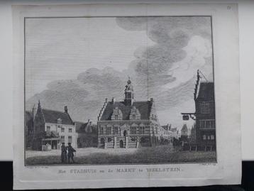 17 / Stadhuis en Markt Ysselstein - IJsselstein Gravure 1749 beschikbaar voor biedingen