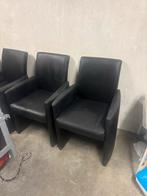 4 zwarte stoelen, Ophalen, Gebruikt, Zwart, Leer