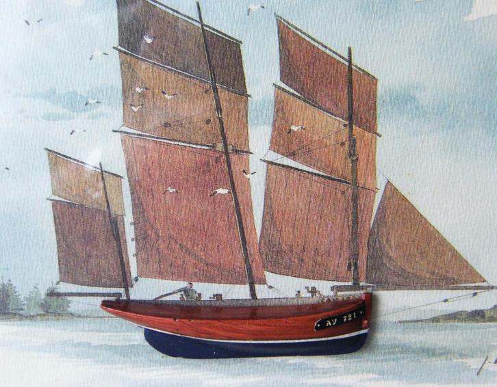 Twee ingelijste prenten met schepen, Antiek en Kunst, Curiosa en Brocante, Verzenden