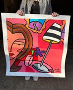 Vrouw met Lamp - Zeefdruk Jacqueline Schäfer, Antiek en Kunst, Ophalen of Verzenden