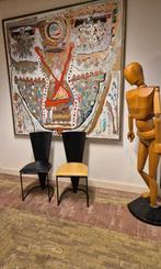 Unieke designstoelen – postmodern / industrieel – set van 2, Ophalen, Gebruikt, Twee, Zwart