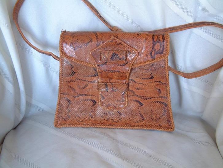 Oude echt slangenleren slangeleren slangen leer tas nr.1, Sieraden, Tassen en Uiterlijk, Tassen | Damestassen, Schoudertasje, Bruin