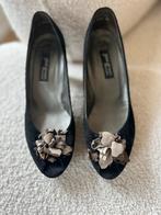 Paul Green zwart suede peep toe pumps maat 40 (6 1/2), Pumps, Zwart, Ophalen of Verzenden, Zo goed als nieuw