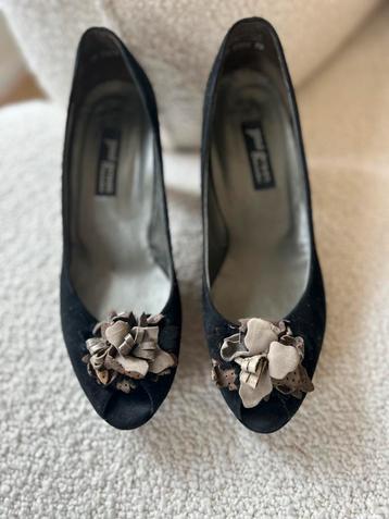 Paul Green zwart suede peep toe pumps maat 40 (6 1/2) beschikbaar voor biedingen