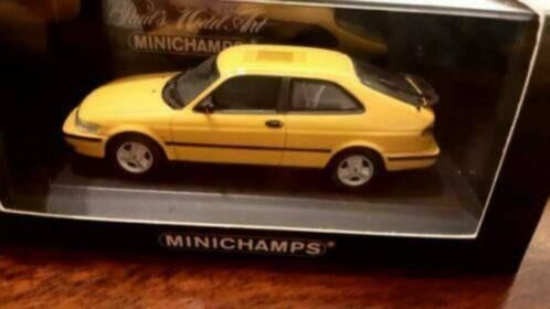 Minichamps Saab 9-3 Coupé geel van kleur 1998 430 170820, Hobby en Vrije tijd, Modelauto's | 1:43, Ophalen of Verzenden, Nieuw