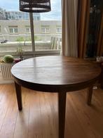 Ronde houten eettafel, Ophalen, 100 tot 150 cm, Rond, Zo goed als nieuw