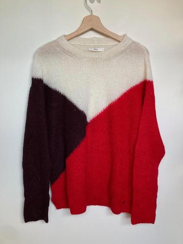 Brax gebreide colorblock mohair trui rood wit maat 40 beschikbaar voor biedingen