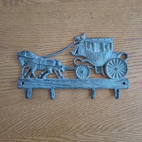 Wandhaakjes paard met koets, Huis en Inrichting, Woonaccessoires | Kapstokken, Gebruikt, Wandkapstok, Minder dan 100 cm, Metaal
