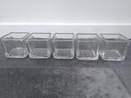 5 glazen waxinelichthouders [5,5x5,5x5,5cm], Minder dan 25 cm, Overige materialen, Ophalen of Verzenden, Kandelaar