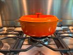 Prachtige oranje Franse gietijzeren braadpan 28 cm, Ophalen, Zo goed als nieuw, Gietijzer, Koekenpan of Braadpan