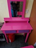 Roze kaptafel met roze stoel, 50 tot 100 cm, Minder dan 100 cm, Gebruikt, Hout
