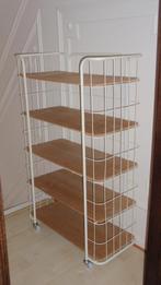 Schap op wieltjes metaal en hout broodrek, Gebruikt, 25 tot 50 cm, Wit, 100 tot 150 cm