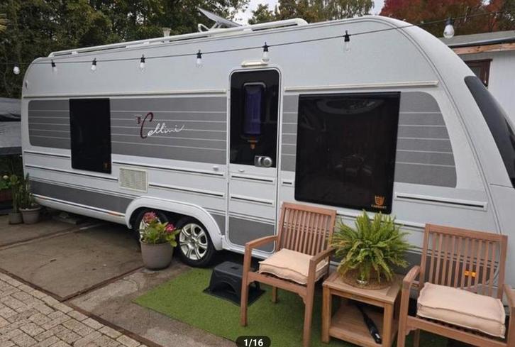 Ultieme kampeerluxe: Tabbert Cellini 590 td 2.5, Caravans en Kamperen, Caravans, Particulier, tot en met 4, Rondzit, Tabbert, Douche