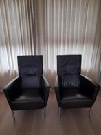 Leren donkerbruine fauteuils van Goossens, Huis en Inrichting, Fauteuils, Ophalen, Zo goed als nieuw, 75 tot 100 cm, 50 tot 75 cm