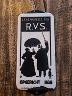 Emaille reclamebord rvs verzekering, Ophalen of Verzenden, Gebruikt, Reclamebord