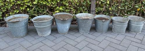 Antieke Zinken Emmers als decoratie of bv als Plantenbak, Antiek en Kunst, Curiosa en Brocante, Ophalen of Verzenden