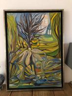 Abstract landschap schilderij in Bergense school, Ophalen of Verzenden