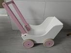 Houten Poppenwagen - Wit met Roze, Kinderen en Baby's, Speelgoed | Houten speelgoed, Ophalen, Gebruikt, Duw- of Trekspeelgoed
