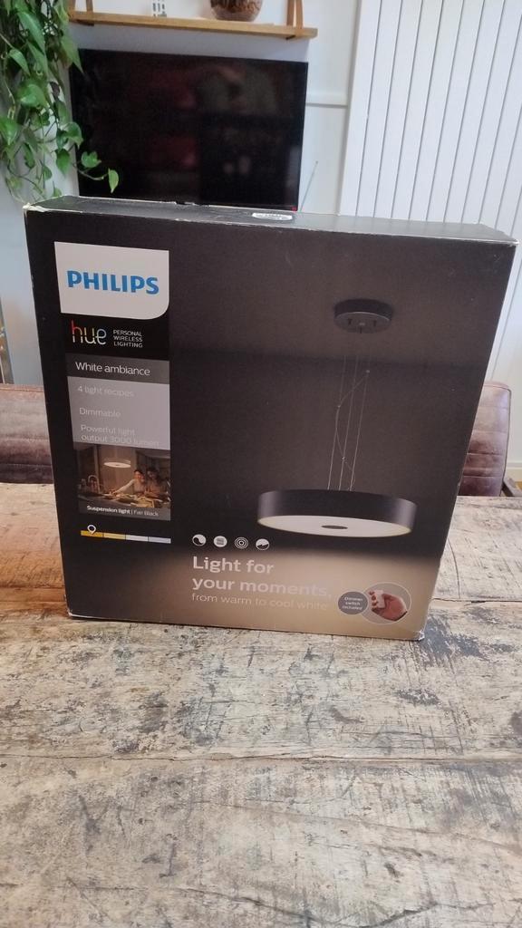 Zwarte Philips Hue Fair Black ambiance hanglamp, Huis en Inrichting, Lampen | Hanglampen, Zo goed als nieuw, Ophalen