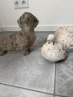 Tekkel en Duif (decoratieve tuinbeelden), Ophalen, Gebruikt, Steen, Dierenbeeld