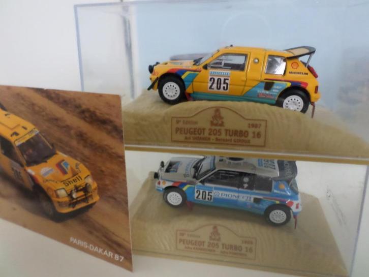 Twee PEUGEOT 205 Turbo 16 Dakar van 1987 en 1988, Hobby en Vrije tijd, Modelauto's | 1:43, Nieuw, Auto, Norev, Ophalen of Verzenden