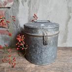 Landelijke zinken blik trommel voorraadpot hoog 21cm *Etage3, ., Ophalen of Verzenden, Zo goed als nieuw, .