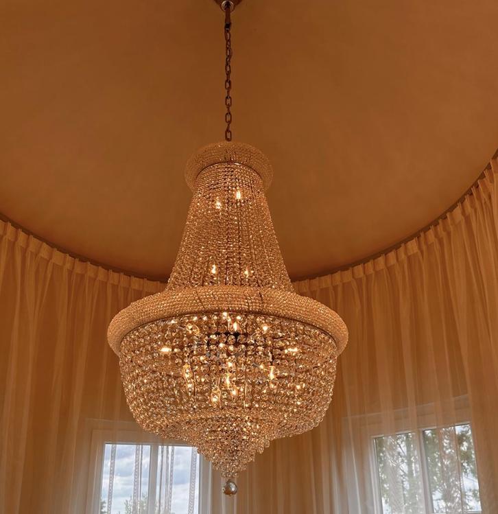 Kristal kroonluchter 100 cm in goud of zilver echt kristal, Huis en Inrichting, Lampen | Kroonluchters, Nieuw, Ophalen of Verzenden