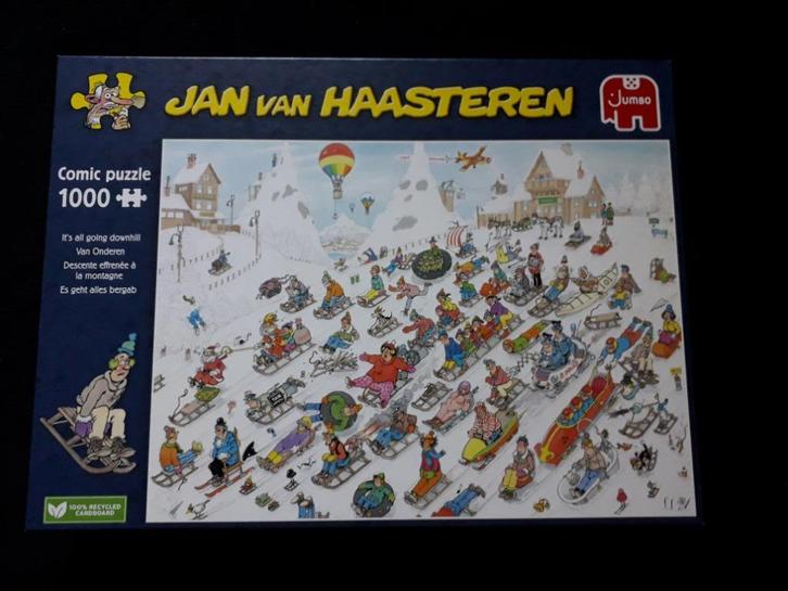 Jan van Haasteren - It's All Going Downhill, Hobby en Vrije tijd, Denksport en Puzzels, Zo goed als nieuw, Legpuzzel, 500 t/m 1500 stukjes