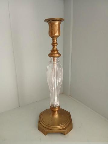Mid-Century kandelaar - Messing - Glas, topconditie /patina beschikbaar voor biedingen